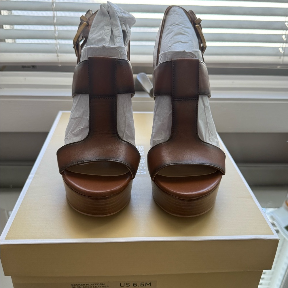 MICHAEL Michael Kors Brown Chunky Heel Platform Heels